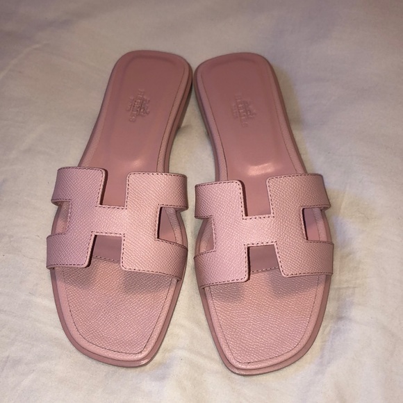 Hermes Shoes - Hermes Oran pink epsom leather sandals size 38